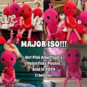 ISO!! DO NOT BUY!!! MAJOR ISO!!! Hot Pink Albertson’s Valentine’s Day Plushie!